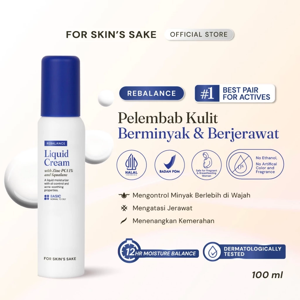Pratinjau For Skin’s Sake FSS Liquid Cream Moisturizer with Zinc PCA 1% and Squalane Melembabkan Kulit Wajah hingga 12 Jam Pelembab Kulit