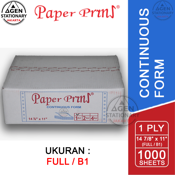 Jual KERTAS CONTINUOUS FORM PAPER PRINT 14 7/8 X 11 1 PLY FULL B1 ...