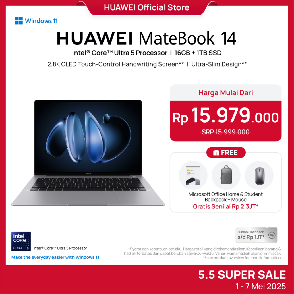 Layar OLED HUAWEI MateBook 14 2024