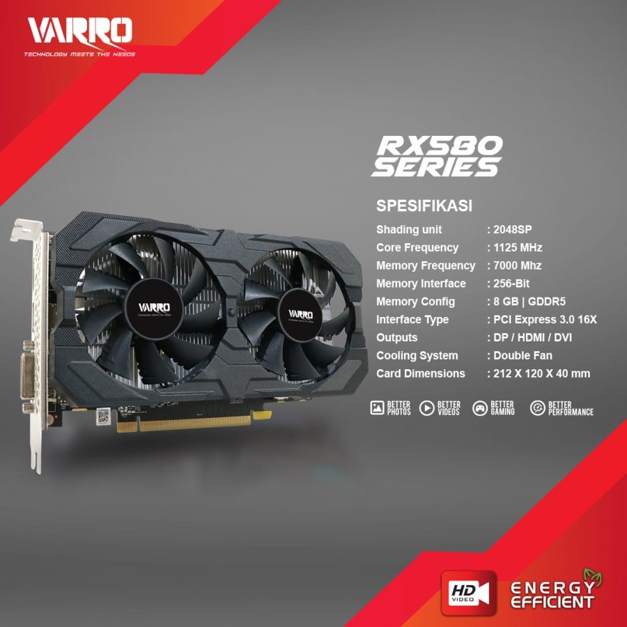 Jual VGA VARRO AMD RX 580 8GB GDDR5 256BIT | Shopee Indonesia