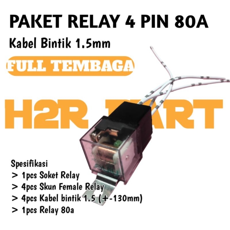 Jual Paket 1 Set Soket + Relay 4 Pin 12v 80a Kabel Bintik 1.5mm AVSS ...