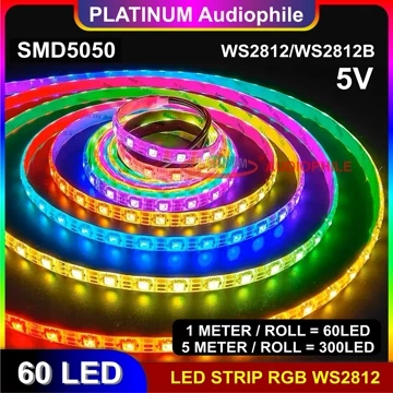 Lampu RGB LED Strip WS2812 60 Led Meter SMD 5050 5V