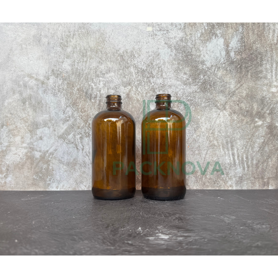 Jual Botol Kaca Amber Boston 500ml - Tutup Plastik Hitam / Tutup ...