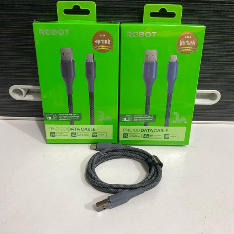 Jual ROBOT RNC100 DATA CABLE USB-A To Type-C 3A 100Cm | Shopee Indonesia