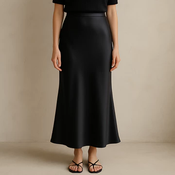 Rok Satin Silk Premium High Waist Panjang 95cm Elegan Bahan Adem Jatuh Look Slim CAROSEL