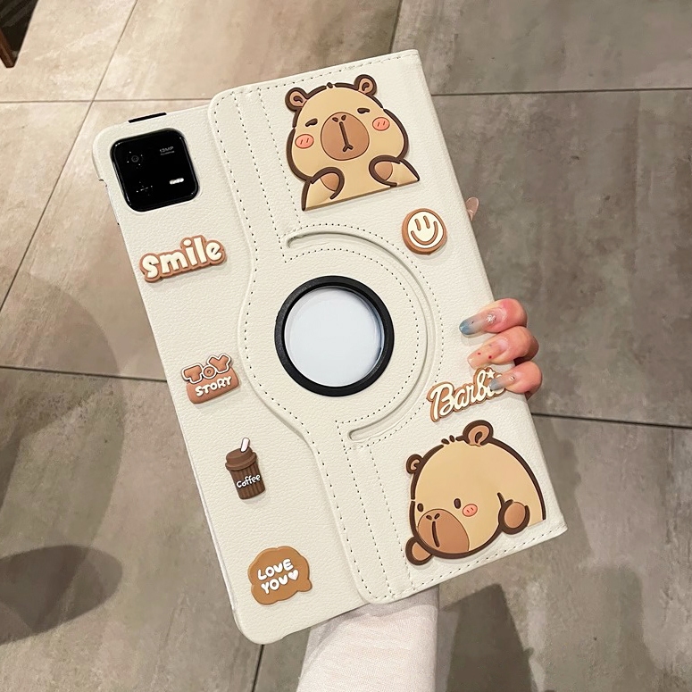 Jual Cute Capybara 360 Rotating Stand Leather Flip Tablet Cover For ...