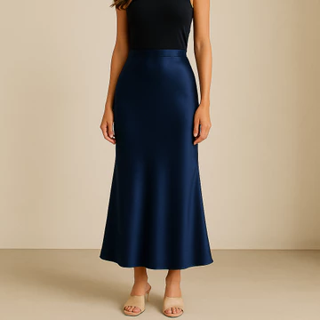 Rok Satin Silk Premium High Waist Panjang 95cm Elegan Bahan Adem Jatuh Look Slim CAROSEL