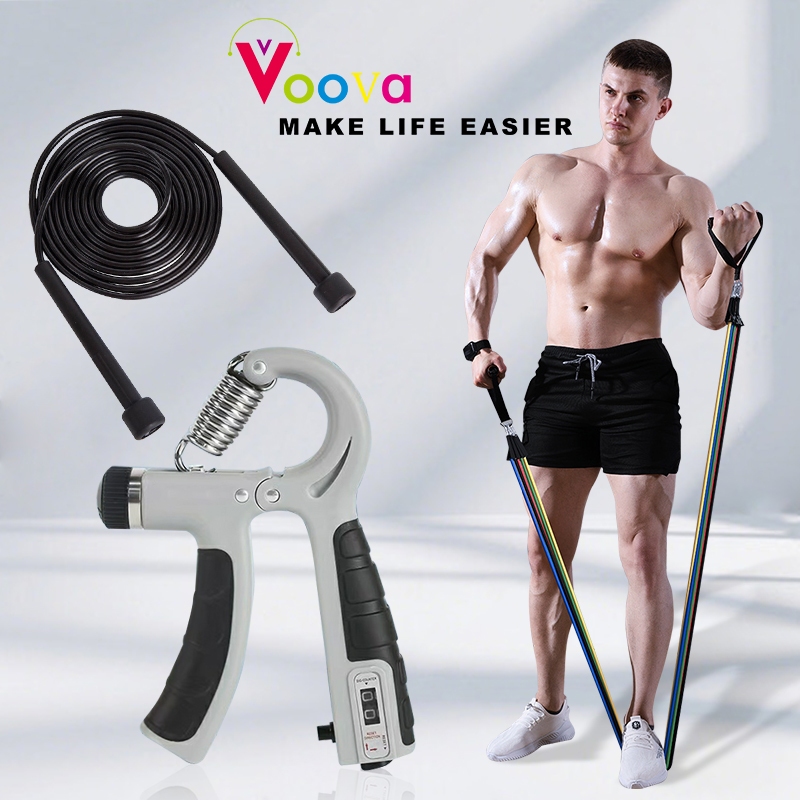 VOOVA Bundling Sehat/ Paket Olahraga/ Set Olahraga/ Skipping Portable/ Resistance band fitness/ Tali yoga/ Handgrip