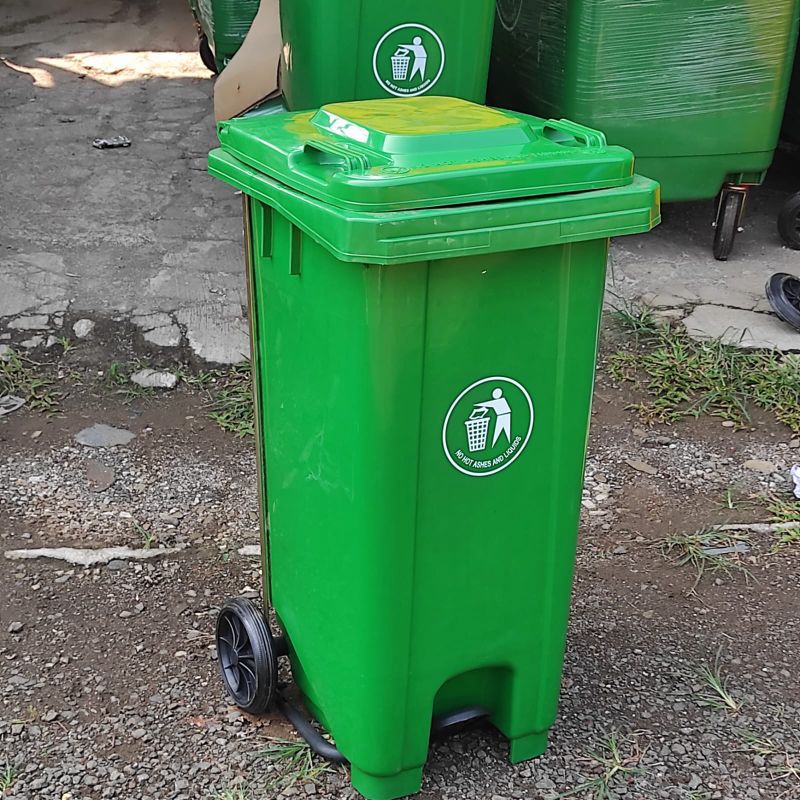 Jual Tempat sampah roda / Tong sampah pedal/injak tengah kap 120 Liter ...