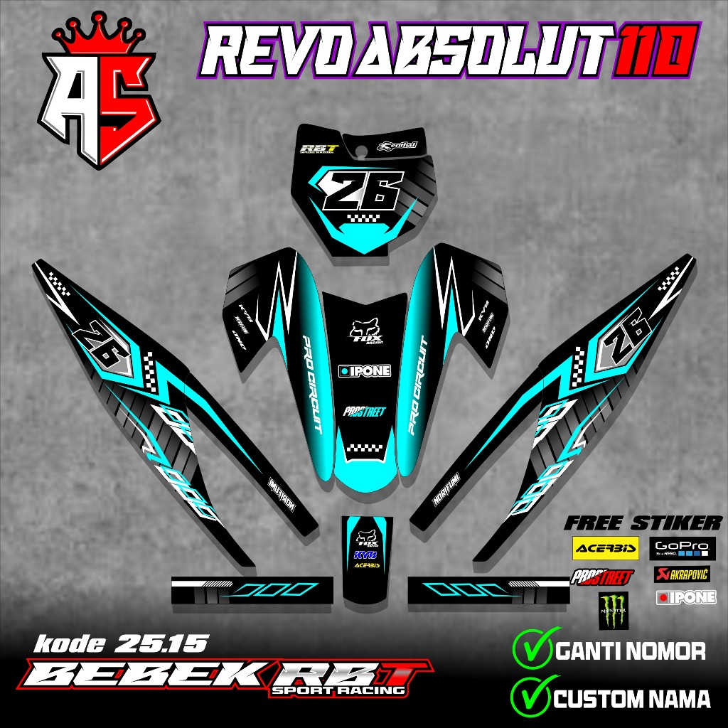 Jual (COD) Stiker Variasi RBT/GTX REVO ABSOLUTE 110 Stiker Decal ...