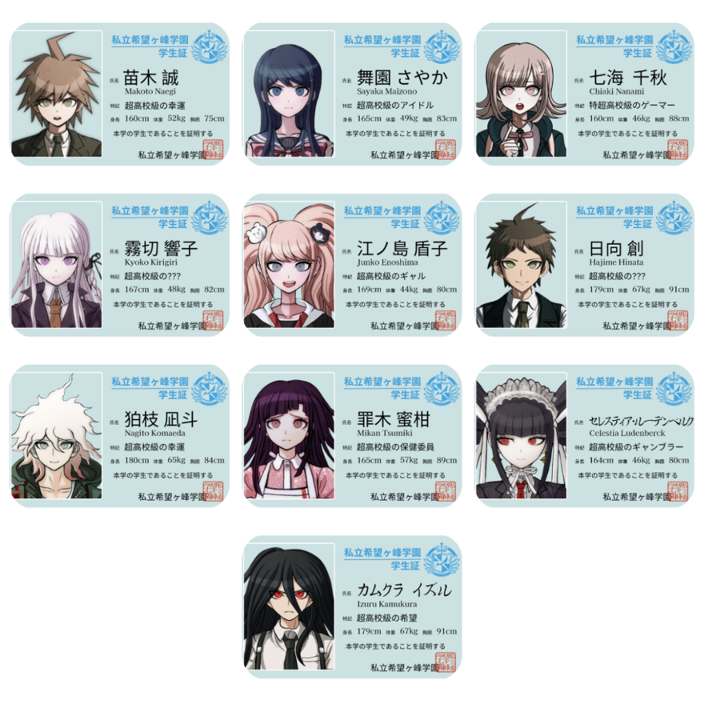 Jual Danganronpa Characters ID Card Student Nametag Japan Anime ...