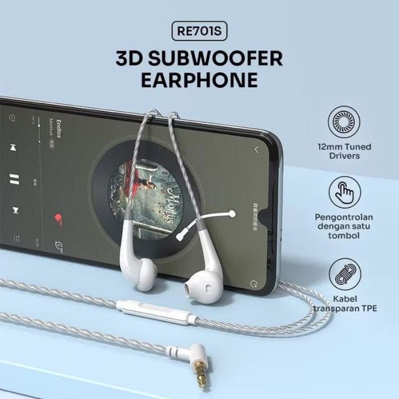 Jual Robot RE701 S RE701S Headset Earphone Handsfree Half Soft In-Ear ...