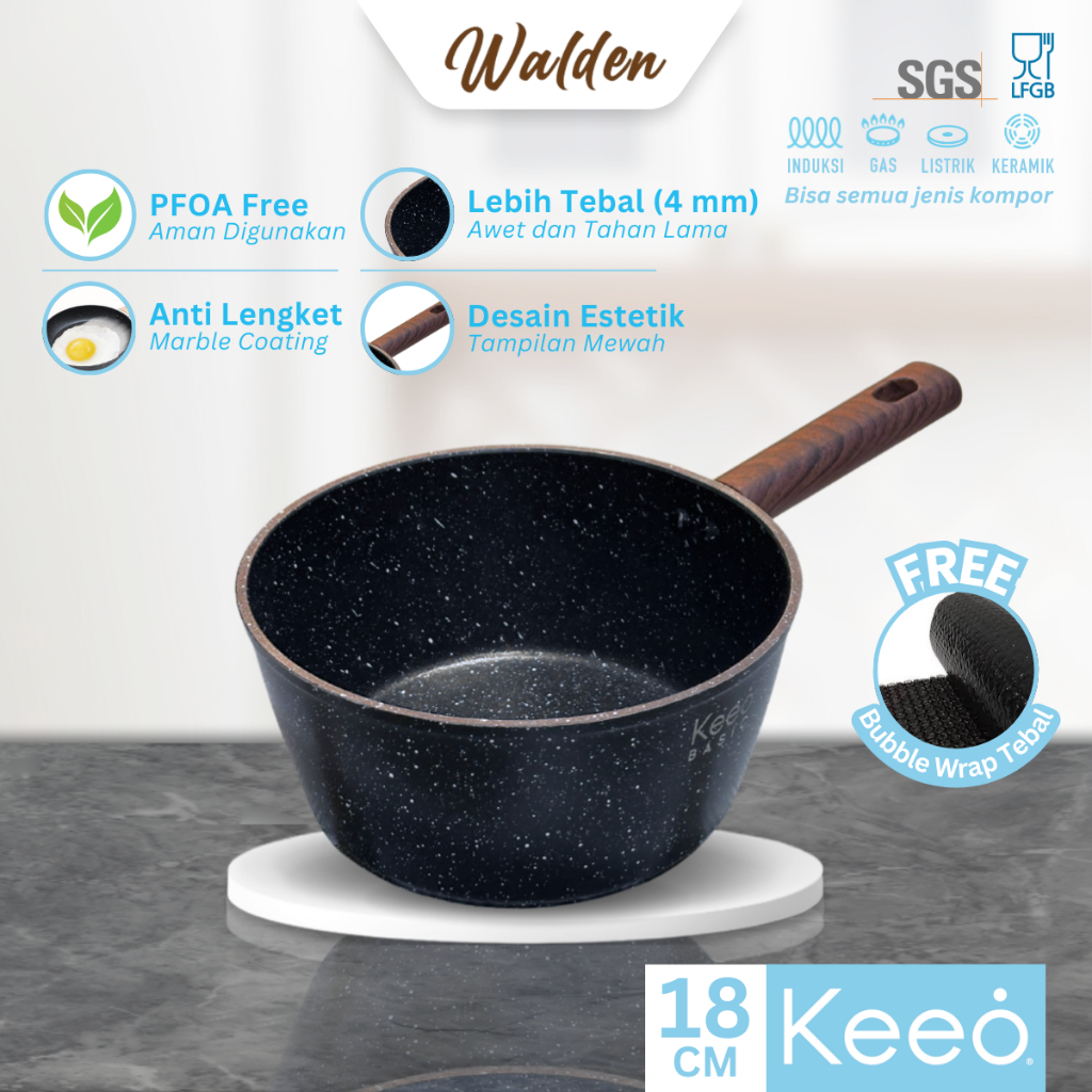 Jual Keeo Walden 18 cm Panci Sauce Pan Anti Lengket Marble Granit Alat ...