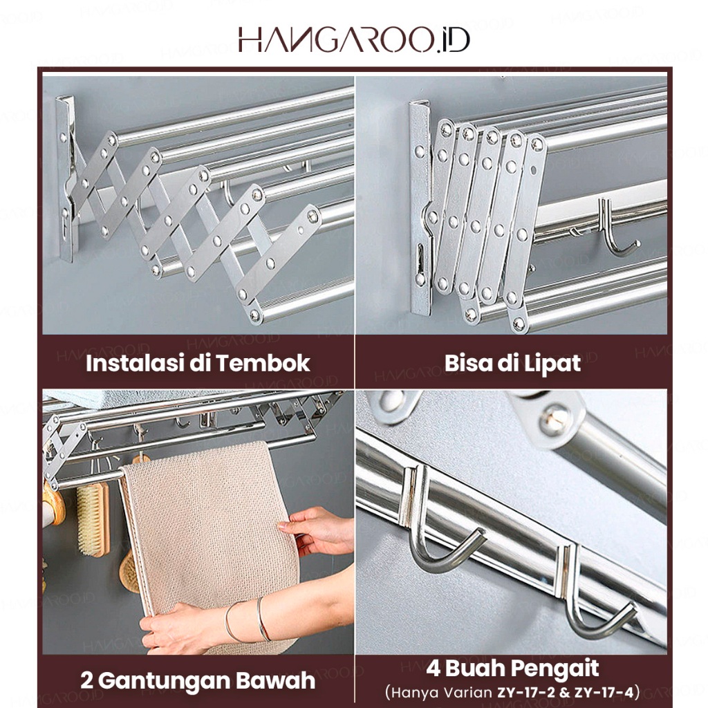 Jual HANGAROO - Jemuran Dinding Stainless Steel - Jemuran Dinding Lipat ...