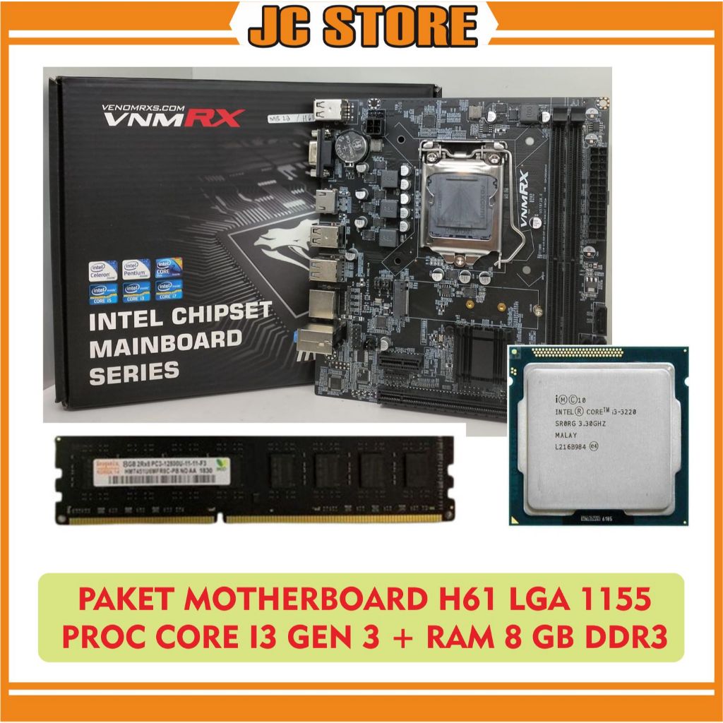 Jual Motherboard H61 Plus Processor Core i3 Gen3 RAM 8 GB ddr3 | Shopee ...