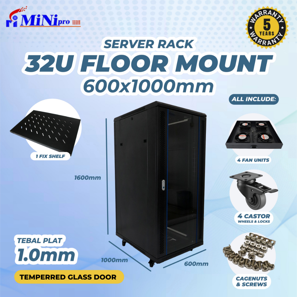 Jual Minipro Rack Server 32U 600x1000mm Floor Mount Rack | Shopee Indonesia