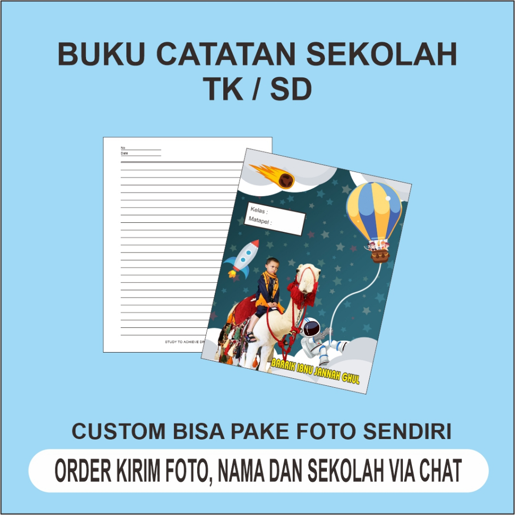 Jual BUKU TULIS CUSTOM / BUKU TULIS ANAK / BUKU SEKOLAH / BUKU CATATAN