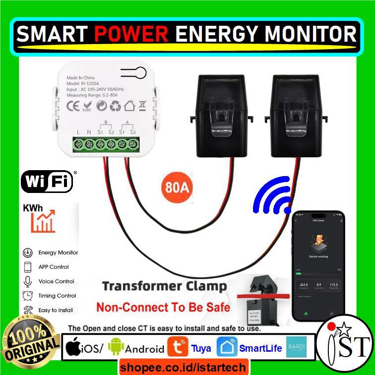 Jual Baru Tuya Smart Energy Meter Power 80A WiFi with Current ...