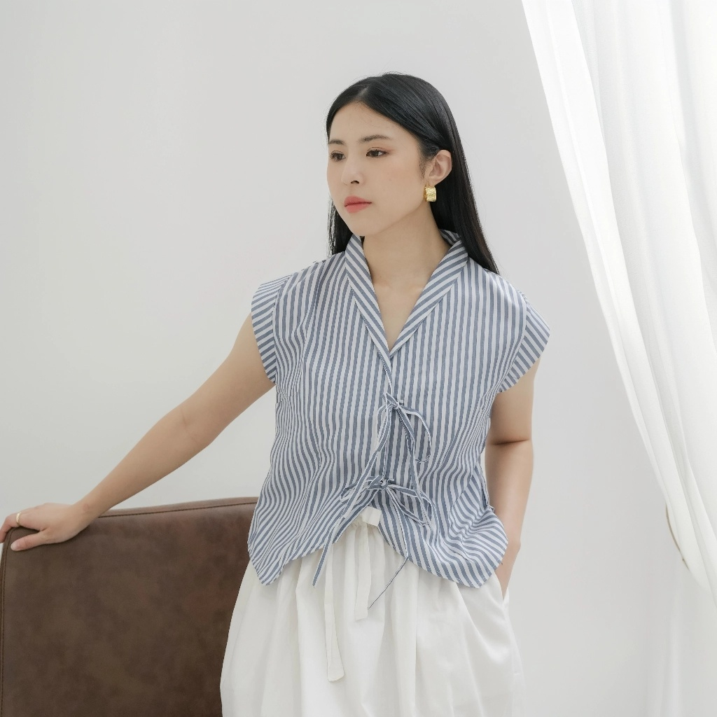 Jual Vest Stripline Atasan Top Rompi Katun Zelonica | Shopee Indonesia