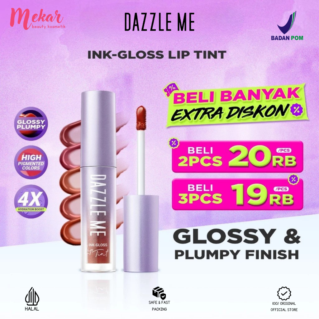 Jual DAZZLE ME Ink-Gloss Lip Gloss Tinted Stain Tint Watery Ink Gel ...