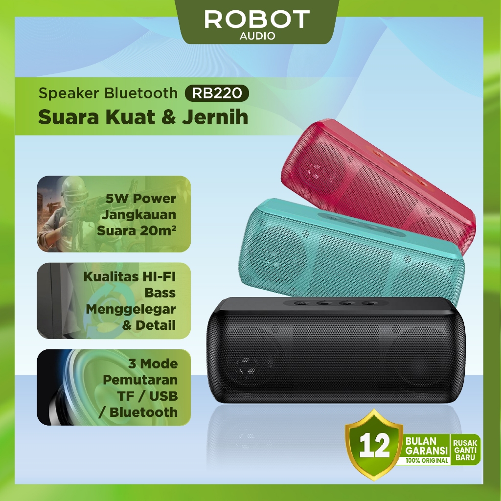 Jual Speaker Bluetooth Robot RB220 Bluetooth 5.0 Hi-Fi Sound Portable ...
