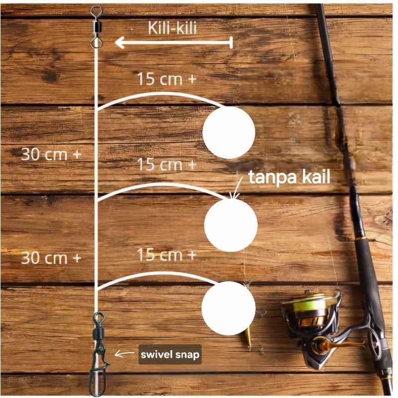 Jual Rangkaian pancing dasaran 3 cabang tanpa timah dan kail hanya(kili ...
