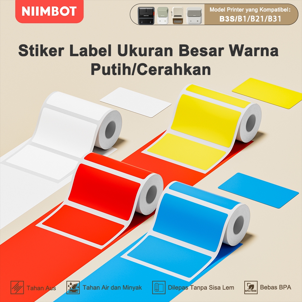 Jual NIIMBOT B31/B3S Label Putih/Warna, Stiker Termal Ukuran Besar ...