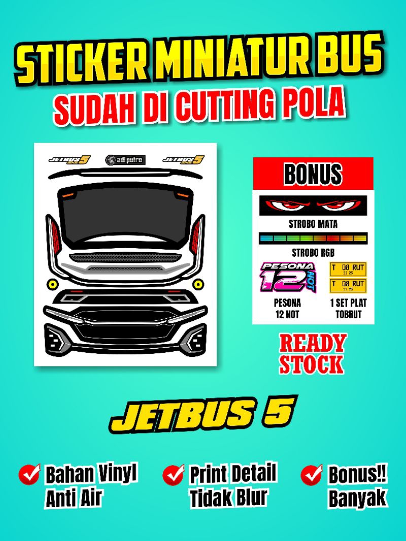 Jual STIKER HEADLAMP BUS CUTTING POLA JB3 JB5 RBG + BONUS GRATISAN ...