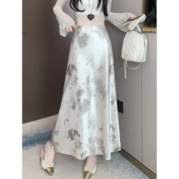 Rok Import Satin Polos Motif Panjang Wanita Korean Style 2025