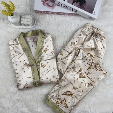 NOIRI Piyama Wanita Set Satin Lengan Pendek Celana Panjang Bahan Satin Premium Baju Tidur