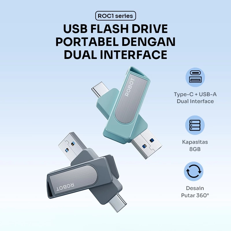 Jual ROBOT ROC Flashdisk 8GB / 16GB / 32GB / 64GB Rotable U-disk Dual ...