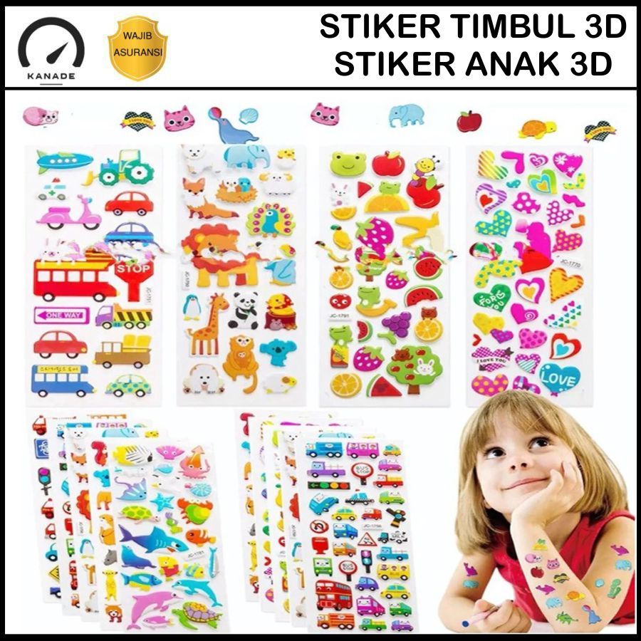 Jual Stiker Timbul Random/ Stiker Anak 3D/ Stiker Karakter / Stiker ...