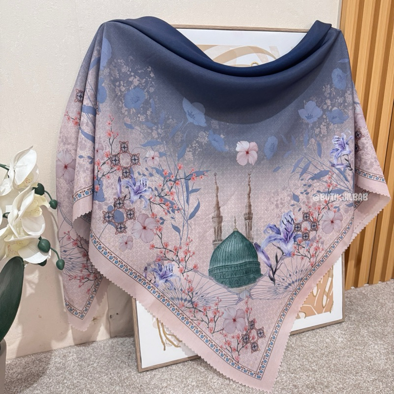 HIJAB MOTIF NABAWI SERIES | SEGIEMPAT VOAL MOTIF LASERCUT SERAGAMAN