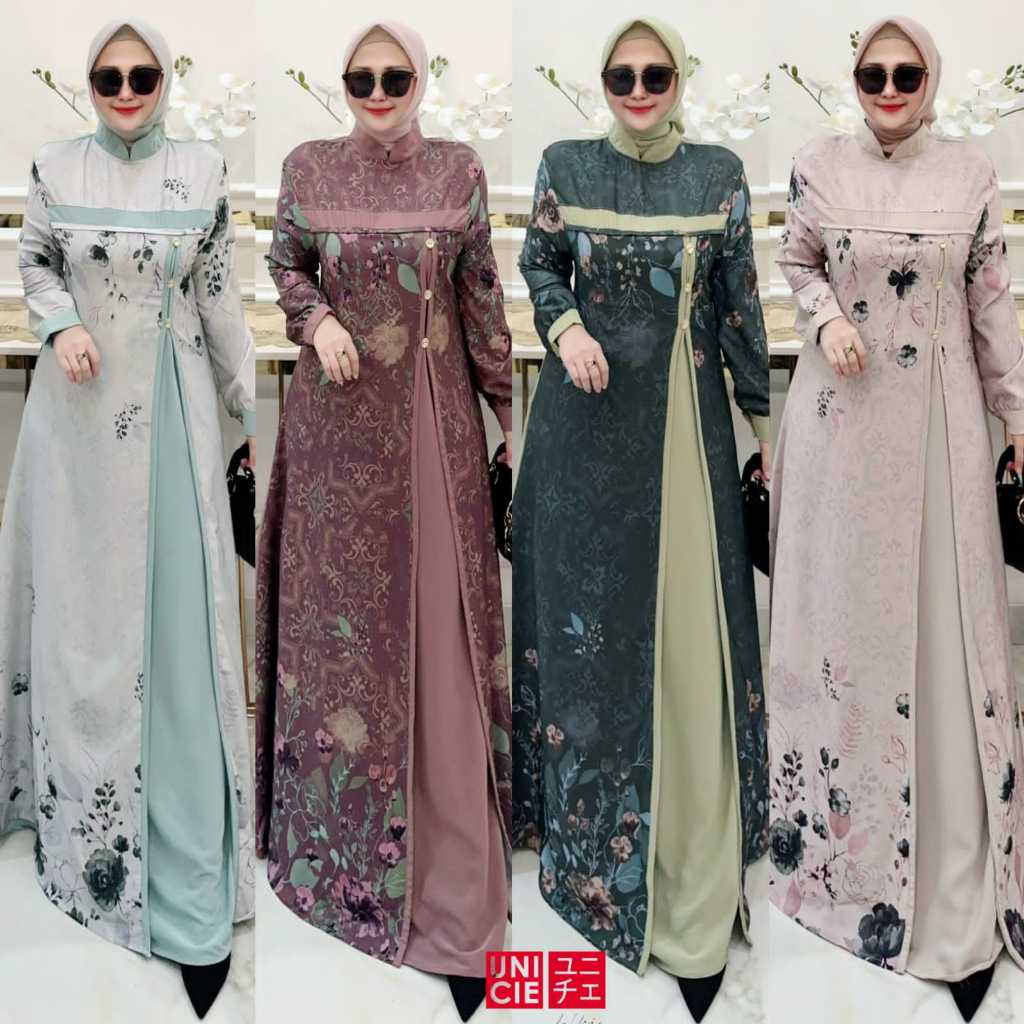 Jual Inara Dress By Unicie Gamis Cantik Best Seller Bahan Mina Print ...
