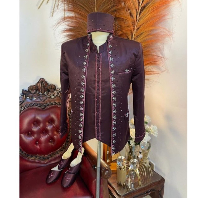 Jual Basofi pengantin pria | Beskap pengantin pria modern | Shopee ...