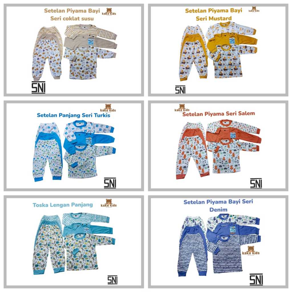 Jual Denzie SNI - Paket 3 set Baju Piyama Bayi Setelan Panjang Usia 3 ...
