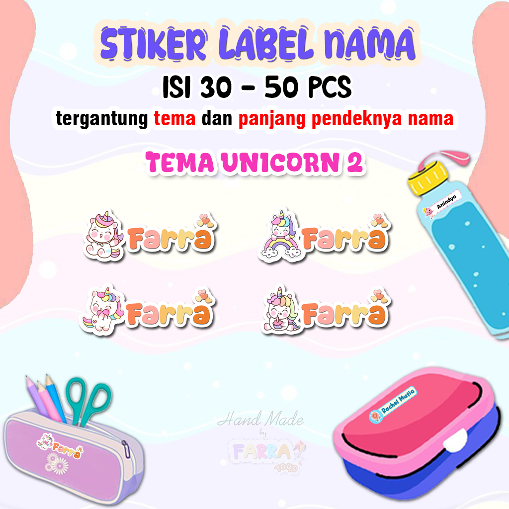 Jual Isi 30 pcs Stiker Nama Barang Anak Custom Stiker Vinyl Nama Anti ...