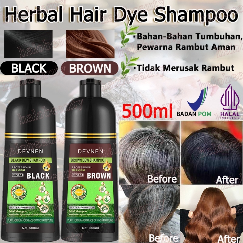 Jual 500ML Sampo Pewarna Rambut Herbal Hitam/Coklat untuk Menutupi ...