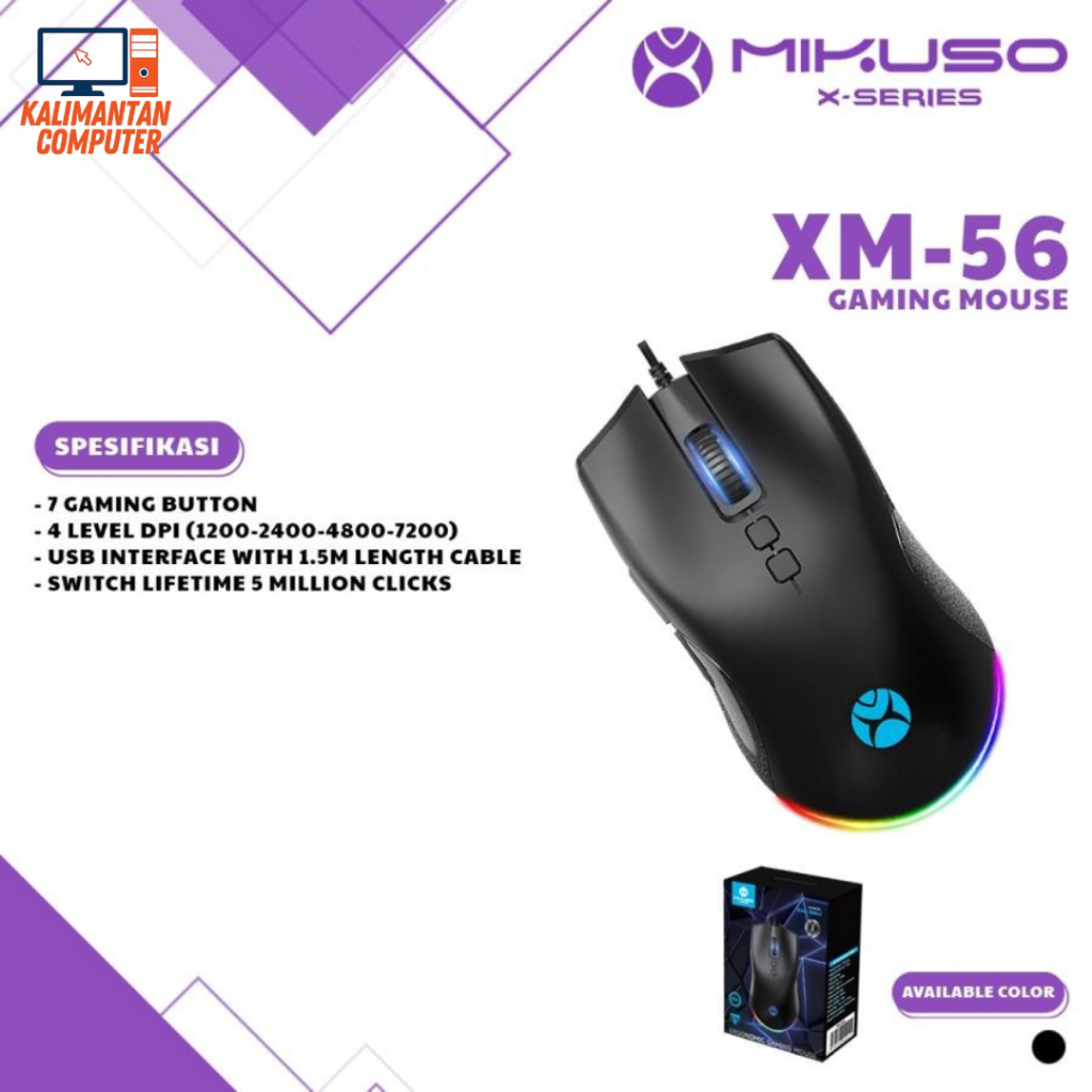 Jual MOUSE GAMING MIKUSO X SERIES XM-56U ERGONOMIC GAMING MOUSE RGB ...