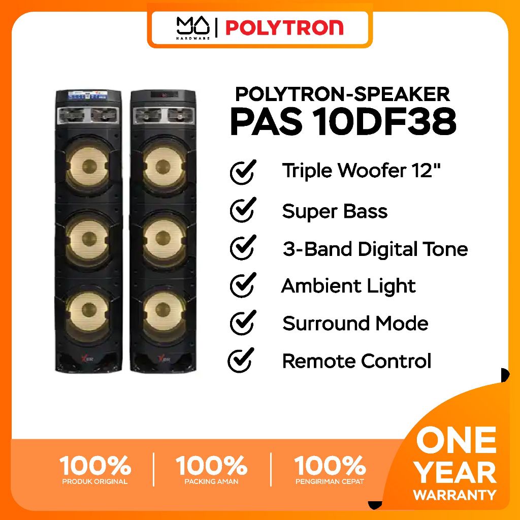 Jual POLYTRON Bluetooth Speaker Aktif Karaoke 10 Inch PAS 10DF38 ...