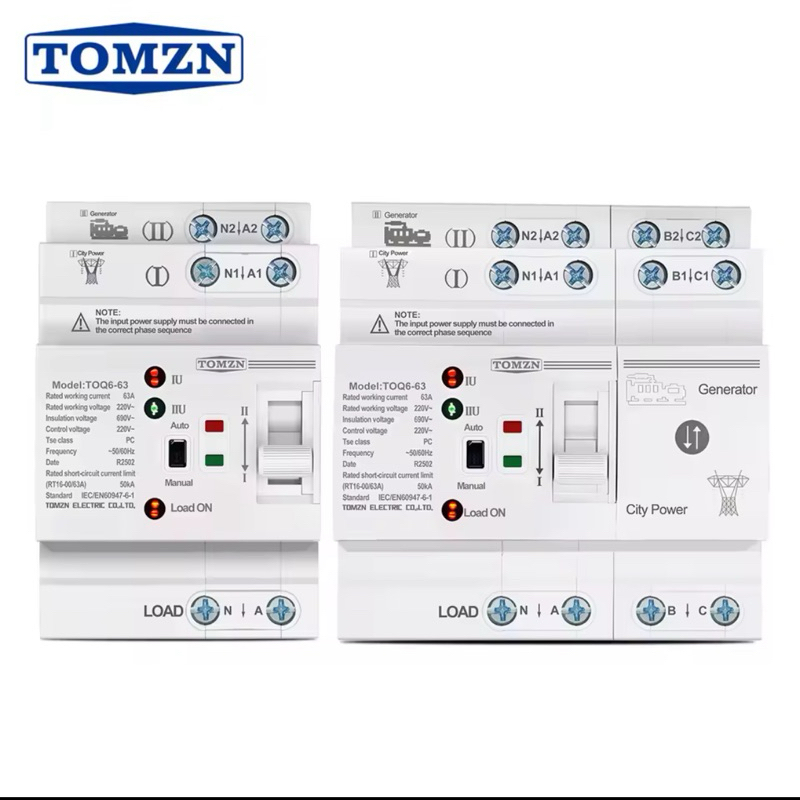 Jual ATS Small 2P 4P 63A TOQ6 Dual Power Automatic Transfer Electrical ...