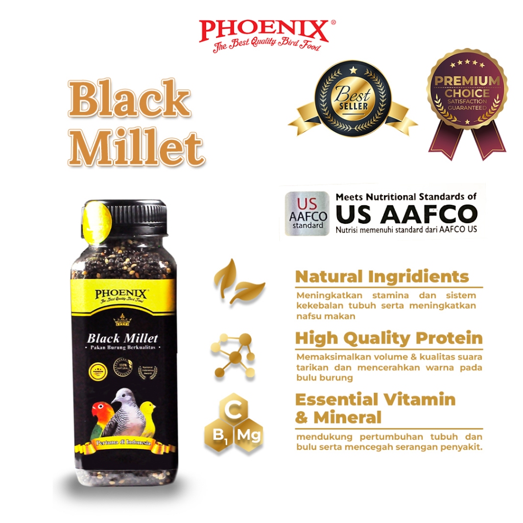 Jual Phoenix Black Millet Pakan Pelengkap Biji Millet Hitam 220gr ...