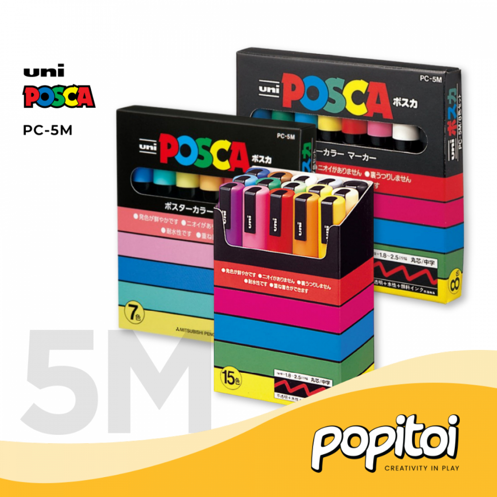 Buy POSCA Pens PC 5M Acrylic Felt Tip Coloured Permanent Paint Markers For Adults And Kids Perfect Colouring Fabric Graffiti Watercolour Outline Drawing Window Glass Art 12 Pack 1088129051 - View #4