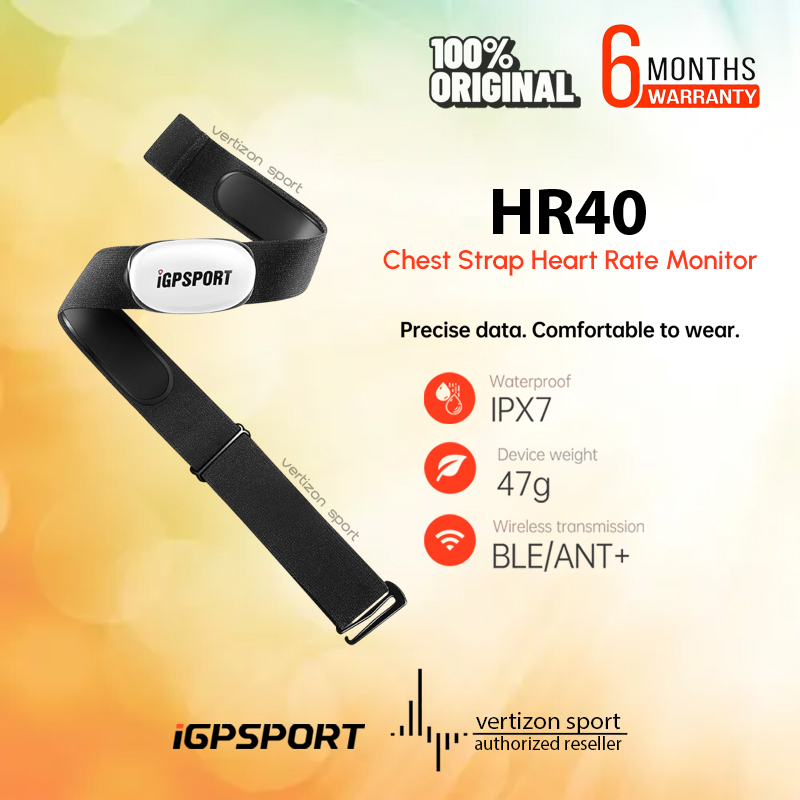 IGPSPORT HR40 Heart Rate Monitor, Bluetooth & ANT+ With Chest Strap For Running, Cycling, Gym, Compatible With Garmin Polar Wahoo - Black