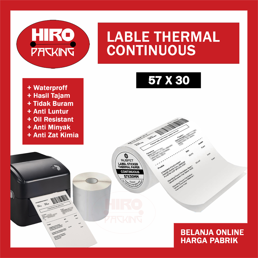 Jual Kertas Thermal Label Sticker Barcode 57x30 Continuous 57x30 80x30 ...