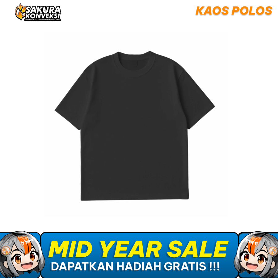Jual KAOS HITAM POLOS DISTRO || Cotton Combed 24s, 30s || Jahitan rapi ...