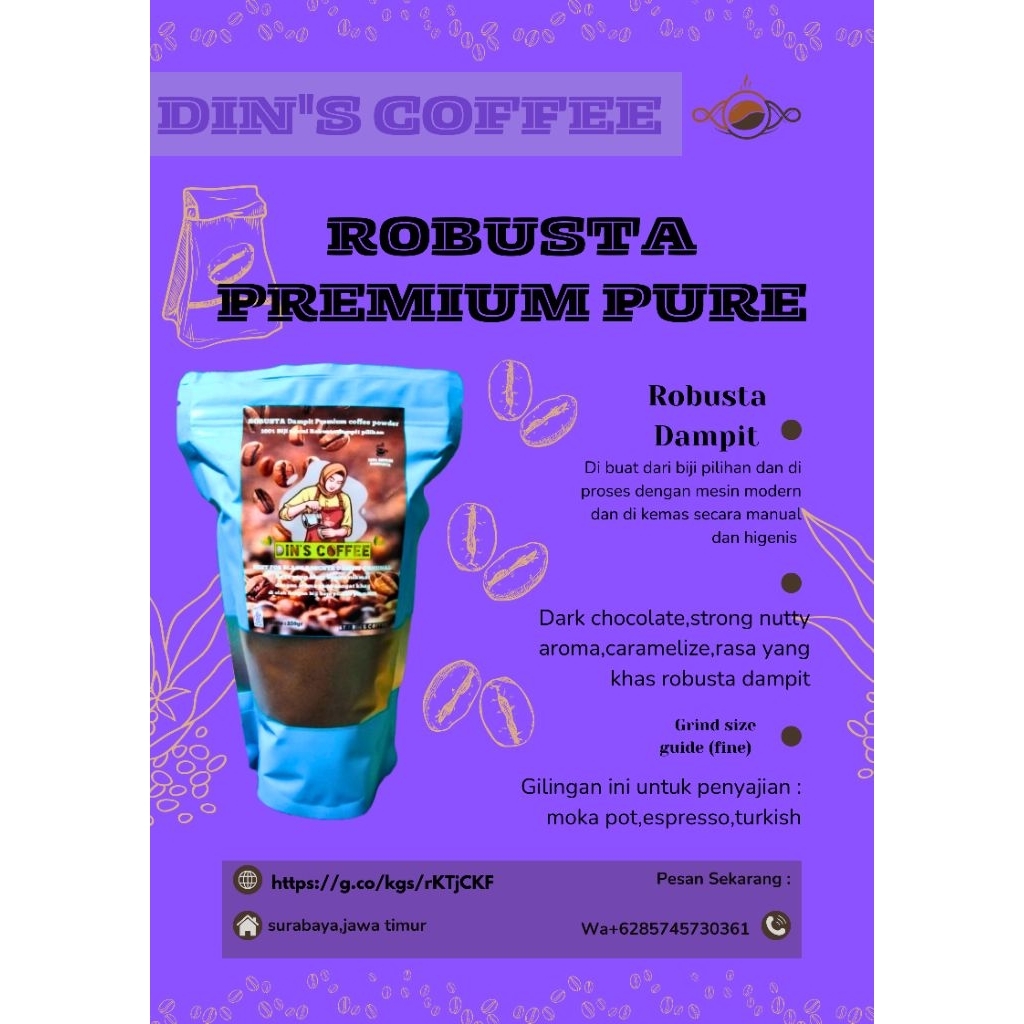 Jual kopi bubuk Java Robusta dan Arabica Dampit 250 gram (DIN'S & SAFA ...