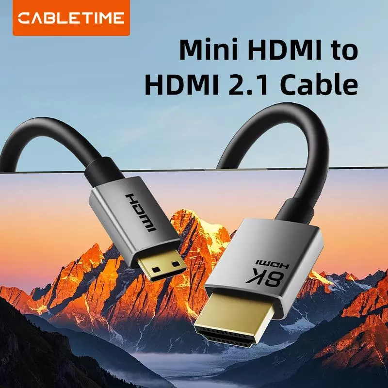 CABLETIME Kabel Mini HDMI to HDMI Male 4K 8K 60Hz HDR for Camera