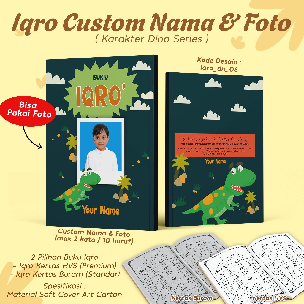  Jual IQRO ANAK CUSTOM NAMA / BUKU IQRO SOFTCOVER LENGKAP IQRO 1 - 6 