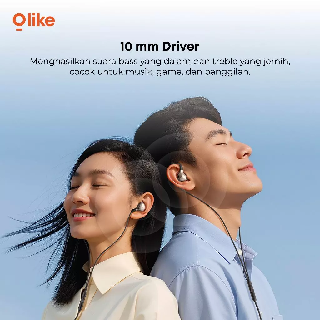 OLIKE Headset Cable E17 Jack 3.5mm 10mm Driver | Wired Earphone Stereo Bass Max Durable TPE Material and Smart Control